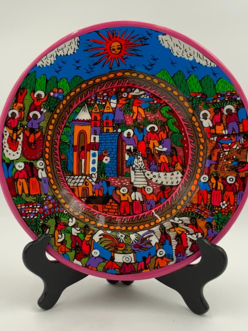 Romeo Pichardo Mexican Folk Art Storytelling Wall Hanging 10" Wedding Scene